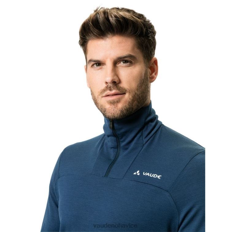 VAUDE 6FF4J1969 oblečenie temné more muži Monviso merino tričko s dlhým rukávom a polovičným zipsom